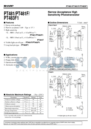 PT481F datasheet - Narrow Acceptance High Sensitivity Phototransistor