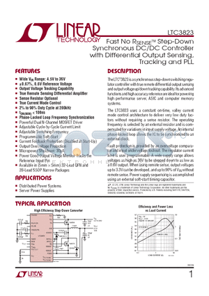 LTC3823 datasheet - Fast No RSENSE Step-Down Synchronous DC/DC Controller with Differential Output Sensing, Tracking and PLL