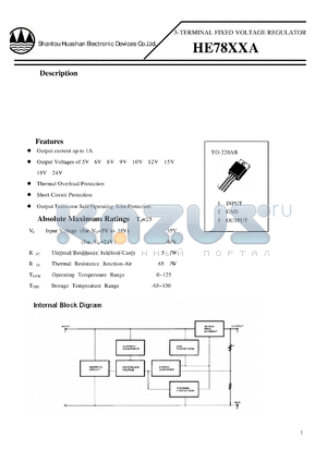 HE78XXA datasheet - 3-TERMINAL FIXED VOLTAGE REGULATOR