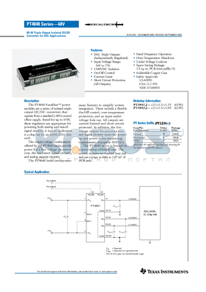 PT4840A datasheet - 65-W TRIPLE OUTPUT ISOLATED DC/DC CONVERTER FOR DSL APPLICATIONS