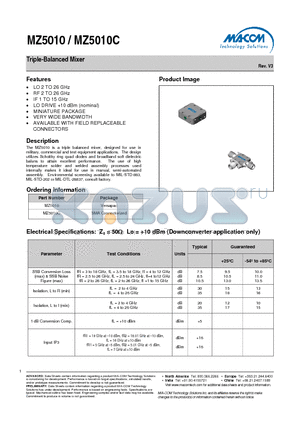MZ5010C datasheet - Triple-Balanced Mixer