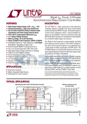 LTC3826EUH-TRPBF datasheet - 30lA IQ, Dual, 2-Phase Synchronous Step-Down Controller