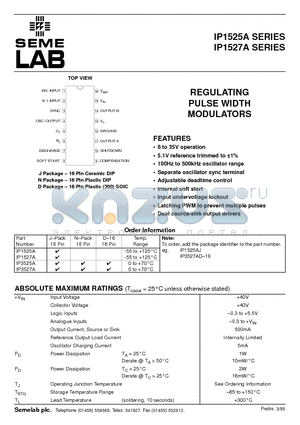 IP1527A datasheet - REGULATING PULSE WIDTH MODULATORS