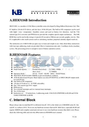 HE83116B datasheet - 8-BIT MICRO-CONTROLLER