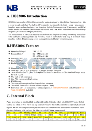 HE83006 datasheet - 8-BIT MICRO-CONTROLLER