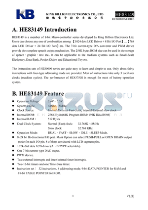 HE83149 datasheet - 8-bit Micro-controller