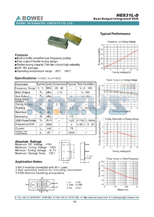 HE831L-D datasheet - Dual Output intergrated VCO