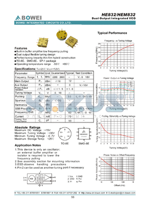 HE832 datasheet - Dual Output intergrated VCO