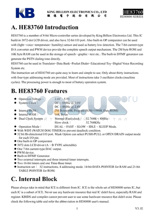 HE83760 datasheet - 8-bit Micro-controller