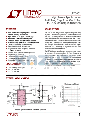 LTC3831 datasheet - High Power Synchronous Switching Regulator Controller for DDR Memory Termination