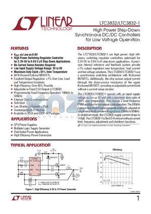 LTC3832 datasheet - High Power Step-Down Synchronous DC/DC Controllers for Low Voltage Operation