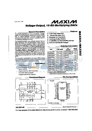 MAX502ACWG datasheet - Voltage-Output, 12-Bit Multiplying DACs