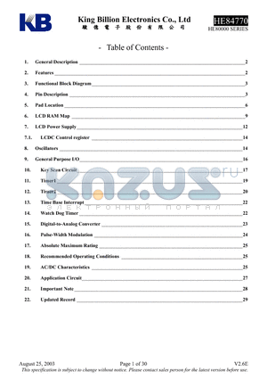 HE84770 datasheet - 8-bit Micro-controller