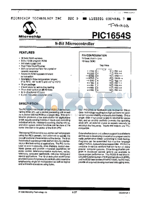 PIC1654S-H/L3 datasheet - 8-Bit Microcontroller