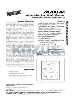 MAX5040EUB-T datasheet - Voltage-Tracking Controllers for PowerPC, DSPs, and ASICs