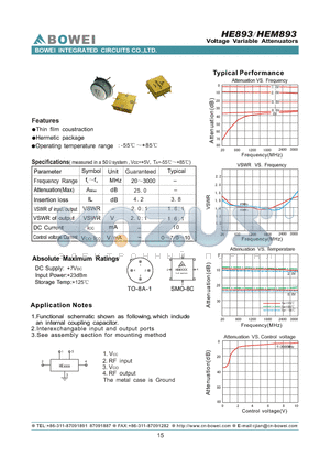 HE893 datasheet - Voltage Variable Attenuators