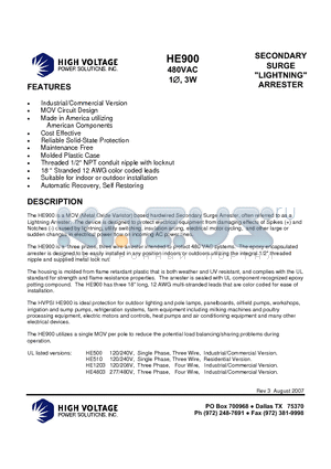 HE900 datasheet - SECONDARY SURGE 