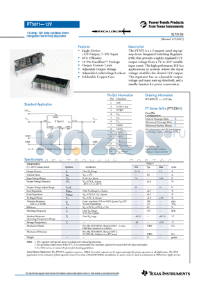 PT5071 datasheet - 1.5 Amp, 12V Step-Up/Step-Down Integrated Switching Regulator