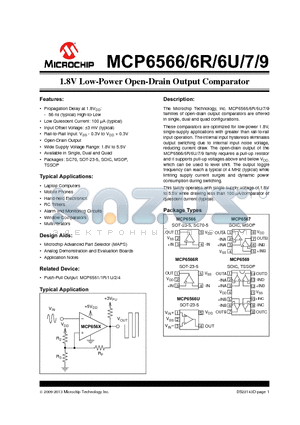 MCP6566R datasheet - 1.8V Low-Power Open-Drain Output Comparator