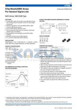 MZA1608S241C datasheet - Chip Beads(SMD Array) For General Signal Line