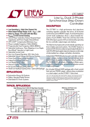 LTC3857EUH datasheet - Low IQ, Dual, 2-Phase Synchronous Step-Down Controller