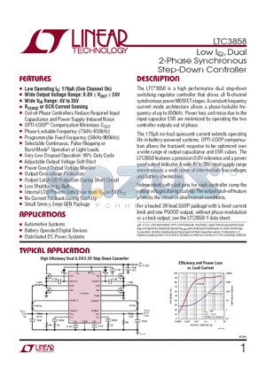 LTC3858EUHTRPBF datasheet - Low IQ, Dual 2-Phase Synchronous Step-Down Controller