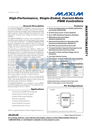 MAX5070BASA datasheet - High-Performance, Single-Ended, Current-Mode PWM Controllers