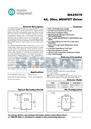 MAX5078_12 datasheet - 4A, 20ns, MOSFET Driver