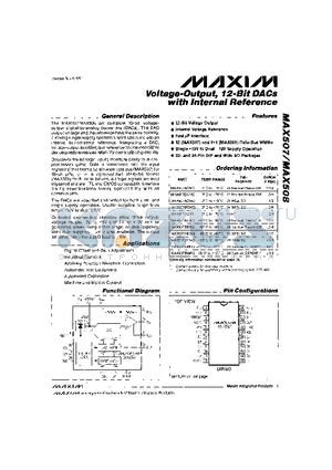 MAX507ACWG datasheet - Voltage-Output, 12-Bit DACs with Internal Reference