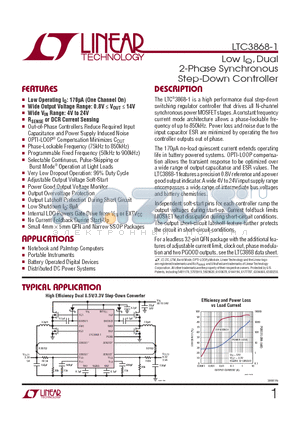 LTC3868EUFD-1 datasheet - Low IQ, Dual 2-Phase Synchronous Step-Down Controller
