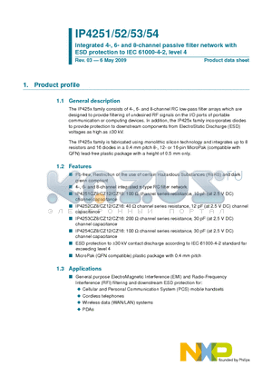 IP4251 datasheet - Integrated 4-, 6- and 8-channel passive filter network with ESD protection to IEC 61000-4-2, level 4