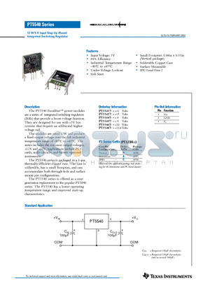 PT5541A datasheet - 12-W 5-V Input Step-Up (Boost) Integrated Switching Regulator