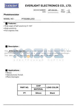 PT5529S3 datasheet - Phototransistor