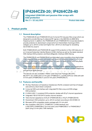 IP4264CZ8-20 datasheet - Integrated USIM/SIM card passive filter arrays with ESD protection