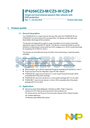 IP4256CZ3-M datasheet - Single and dual-channel passive filter network with ESD protection