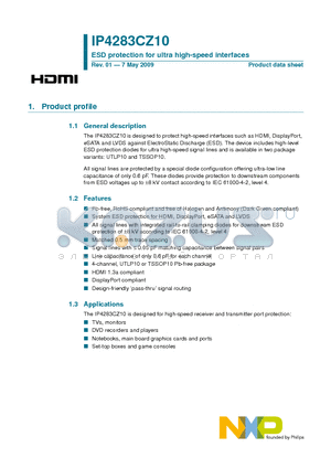 IP4283CZ10 datasheet - ESD protection for ultra high-speed interfaces