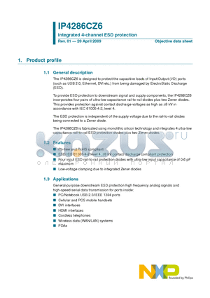 IP4286CZ6-TBF datasheet - Integrated 4-channel ESD protection