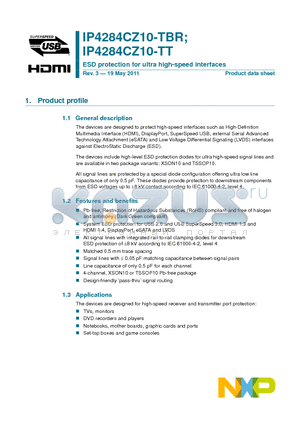 IP4284CZ10-TT datasheet - ESD protection for ultra high-speed interfaces TVs, monitors