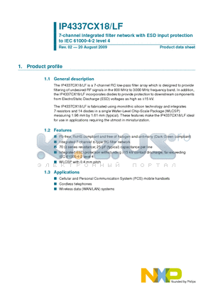 IP4337CX18 datasheet - 7-channel integrated filter network with ESD input protection to IEC 61000-4-2 level 4