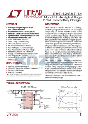 LTC4008 datasheet - Monolithic 4A HIgh Voltage 2-Cell Li-Ion Battery Charger