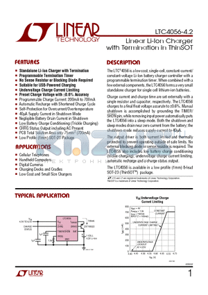 LTC4056-4.2 datasheet - Linear Li-Ion Charger with Termination in ThinSOT