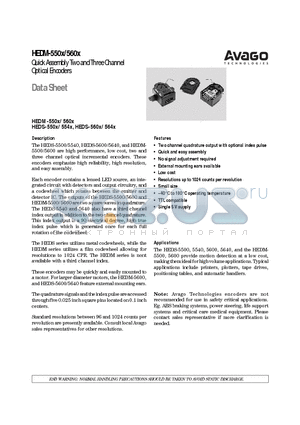 HEDM-5600 datasheet - Quick Assembly Two and Three Channel Optical Encoders