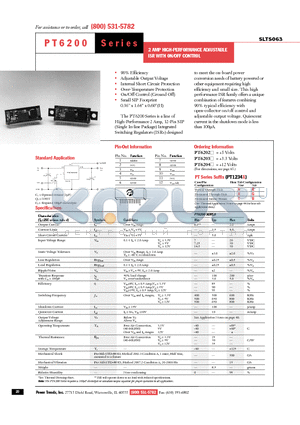 PT6202 datasheet - 2 AMP HIGH-PERFORMANCE ADJUSTABLE ISR WITH ON/OFF CONTROL