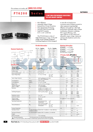 PT6203 datasheet - 2 AMP HIGH-PERFORMANCE ADJUSTABLE ISR WITH ON/OFF CONTROL
