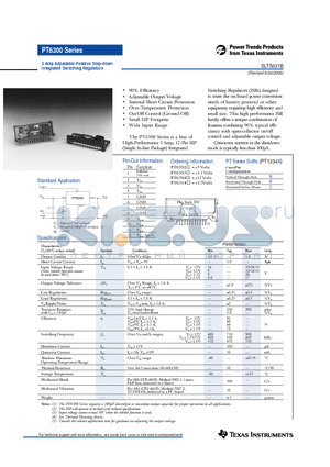 PT6300 datasheet - 3 Amp Adjustable Positive Step-down Integrated Switching Regulators