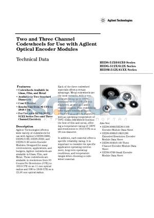 HEDM-6120-T08 datasheet - Two and Three Channel Codewheels for Use with Agilent Optical Encoder Modules