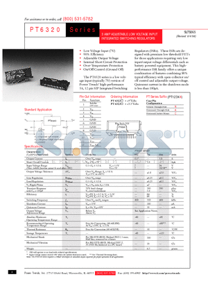 PT6322C datasheet - 3 AMP ADJUSTABLE LOW VOLTAGE INPUT INTEGRATED SWITCHING REGULATORS