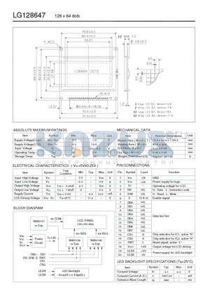 LG128647 datasheet - LG128647 128 x 64 dots