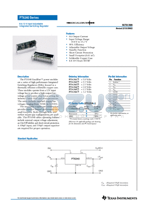 PT6345N datasheet - 6-A 12-V Input Adjustable Integrated Switching Regulator