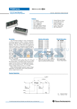 PT6360 datasheet - 11 A 12-V Input Adjustable Integrated Switching Regulator